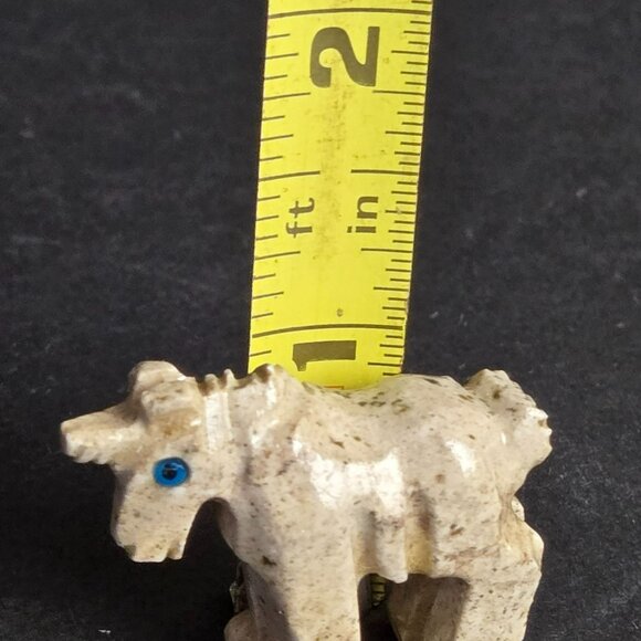 Vintage Hand-Carved Soapstone Horse Unicorn Figurine Blue Painted Eyes 1.5" - Picture 8 of 9